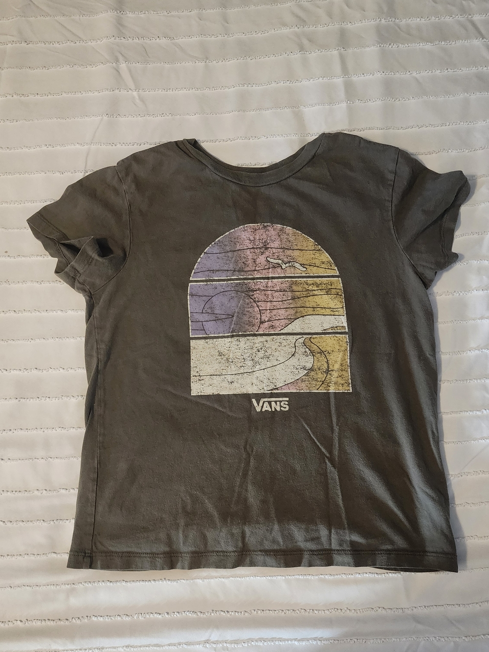 Vans Olive Green Tee with Sunset Graphic